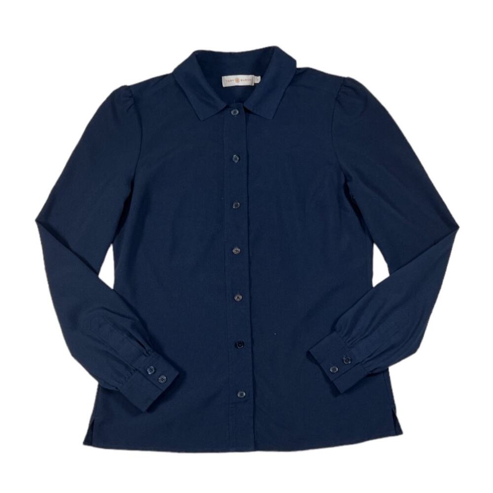Tory Burch Classic Button Down Blue Long Sleeve Collared Shirt | Size 0